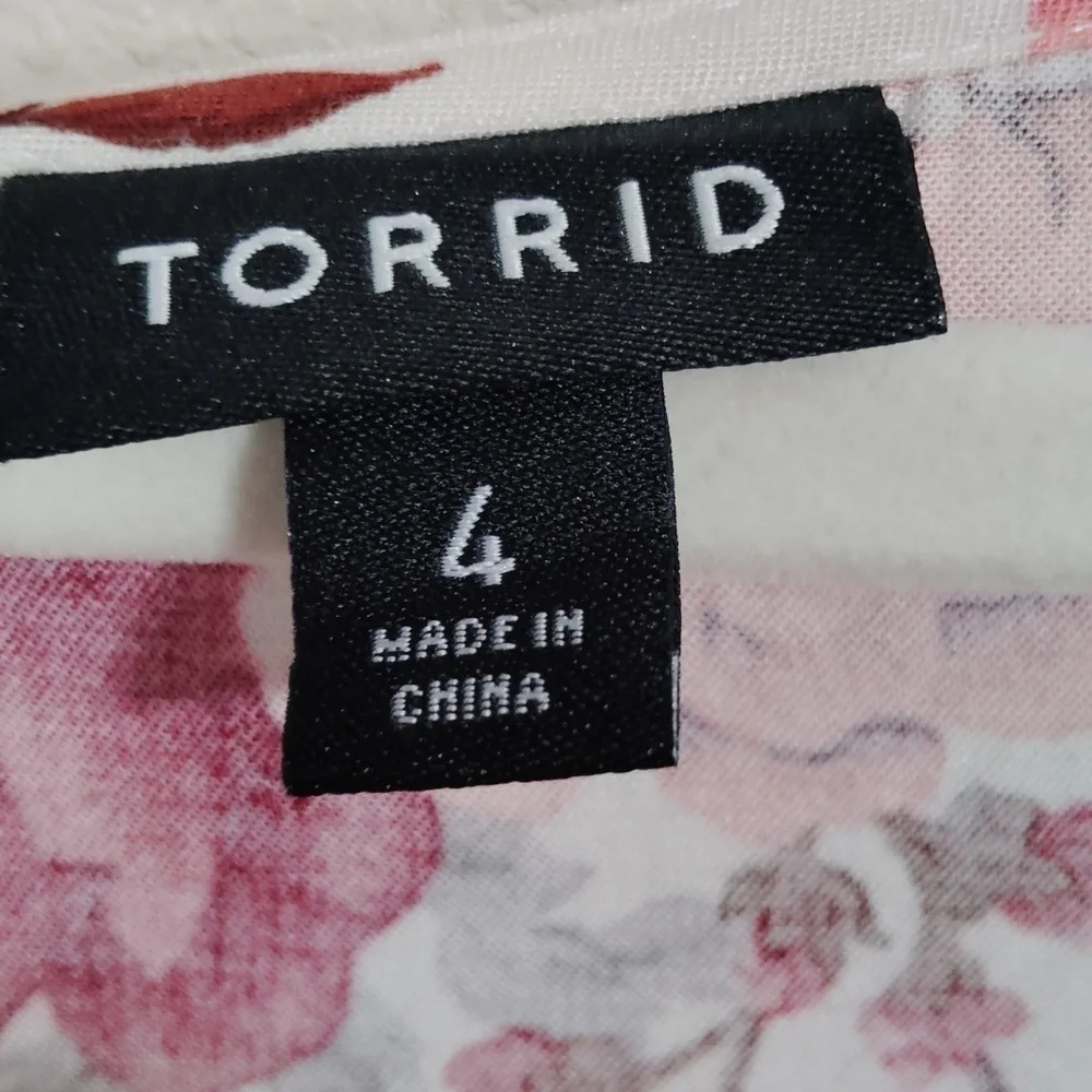 Torrid Ivory Floral Challis Drawstring Skater Dress Size 4 - Picture 6 of 7